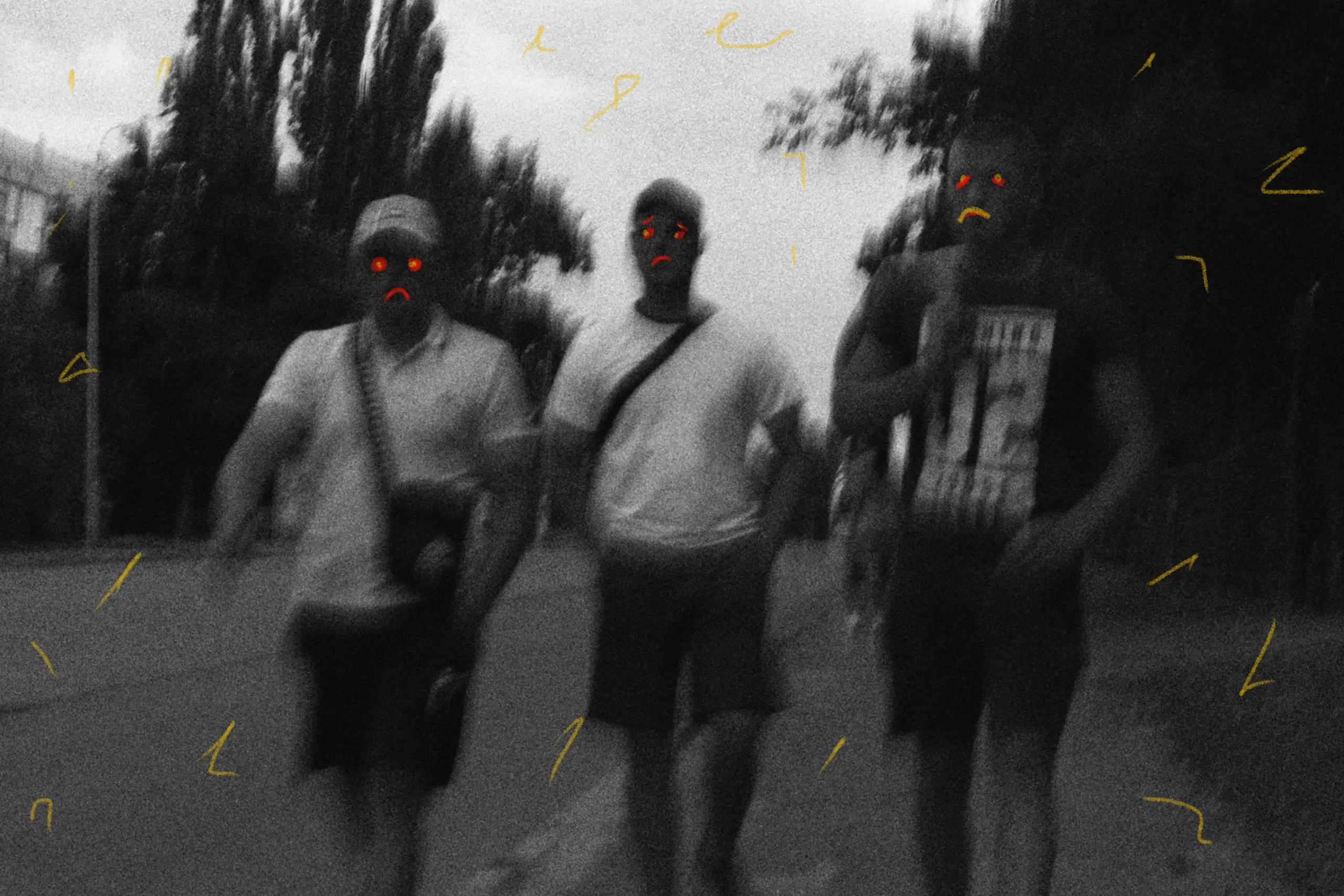 A group walking along a street