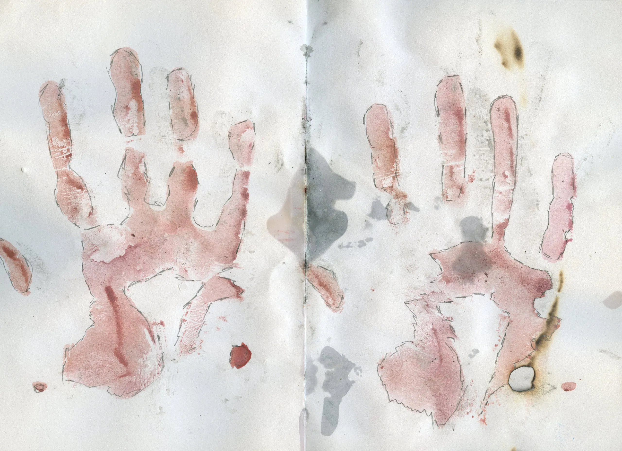Hand prints in red paint